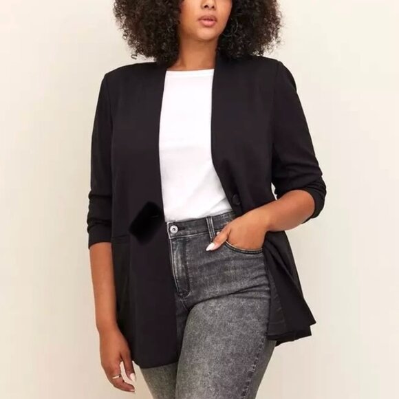 NWT TORRID Women's Longline Open Front Black Blazer - Picture 14 of 16